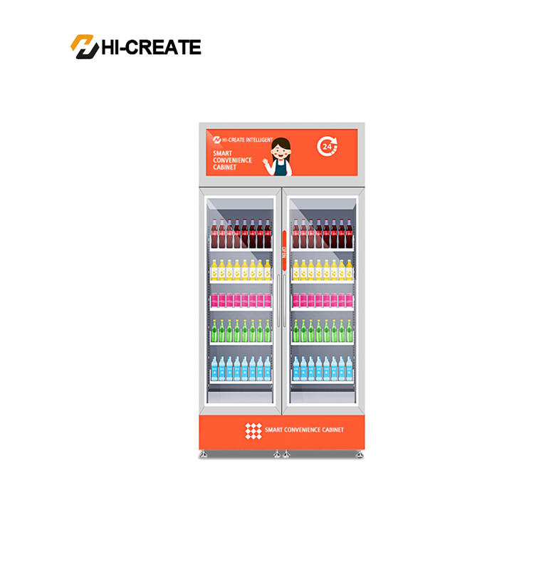 High end premium coffee vending machine in orange, freshly ground coffee vending machine with 22 inch touch screen