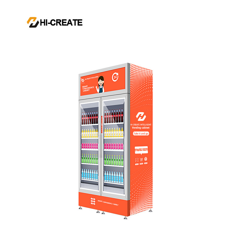 High end premium coffee vending machine in orange, freshly ground coffee vending machine with 22 inch touch screen